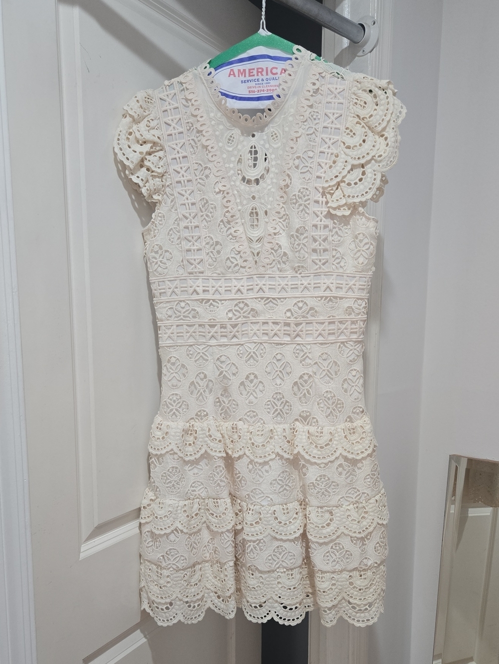 Sea Cream Lace Tiered Dress